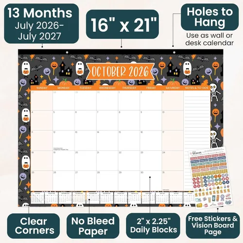 Miniatura 3 de bloom daily planners Calendario de escritorio 2026-2027 – Calendario de pared grande del año académico (julio de 2026 a julio de 2027) – 21 x 16