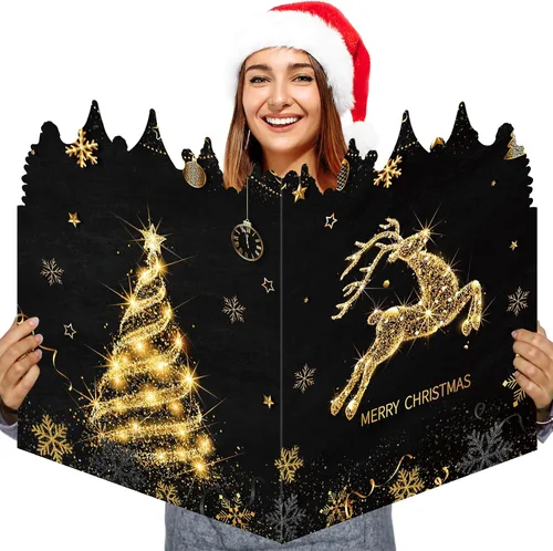 Pasimy Tarjeta de felicitación de Navidad gigante de 25 x 16 pulgadas, tarjeta de felicitación de invierno gigante, libro de invitados grande,