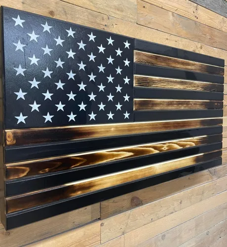 Miniatura 3 de Bandera de ocultación grande – Arte de pared de bandera estadounidense con compartimento de almacenamiento oculto – Caja fuerte secreta