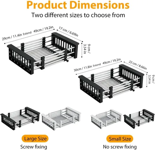 Miniatura 8 de SUNKIM Extend - Cesta de drenaje para fregadero de cocina, 2026, nuevo fregadero de cocina retráctil, escurridor de platos ajustable con cesta