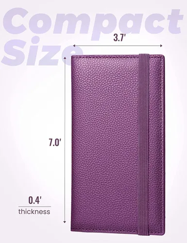 Miniatura 24 de Yarnic Funda para chequera personal, soporte para chequera con soporte para bolígrafo y divisor de plástico transparente integrado para cheques Rosa