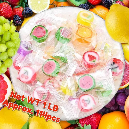 Miniatura 9 de Rebanadas de frutas en caramelo - Caramelo duro a granel 1 lb Bolsa de rebanadas de caramelo de fruta pequeñas envueltas individualmente