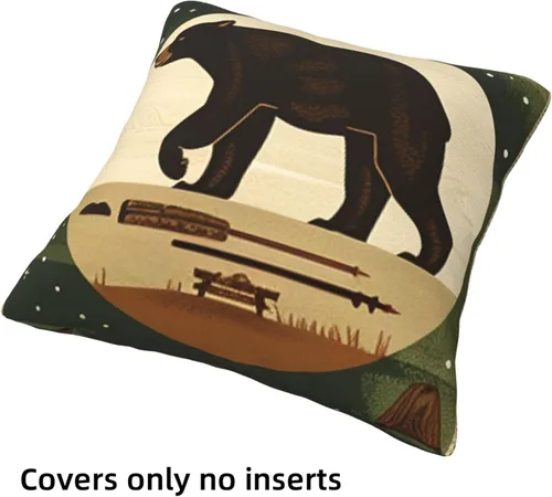 Miniatura 6 de Best Gifts - Juego de 4 fundas de almohada con diseño de oso aventuras, montañas, flechas, fogatas, árboles, bosques, campamentos, viajes, funda