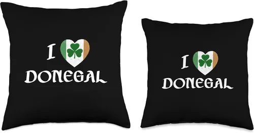 Miniatura 3 de Irish Towns Cities Counties Home Town Nostalgia I Love Donegal Irlanda Eire Flag Heart Shamrock - Almohada irlandesa de 16 x 16 pulgadas, multicolor