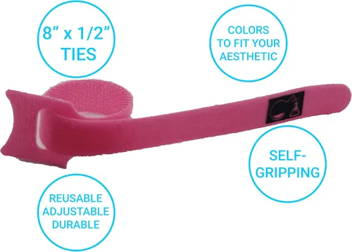 Miniatura 2 de CableLock Bridas para Cables - Paquete de 50 - Organizadores de Cables Reutilizables de 8 Pulgadas - Gestión Limpia de Cables para Juegos y Oficina