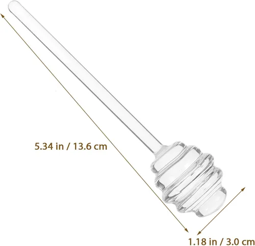 Miniatura 4 de Kichvoe Barra de miel para el hogar, 6.14 pulgadas, barra de cristal para té, café, azúcar, cuchara transparente portátil para servir mermelada