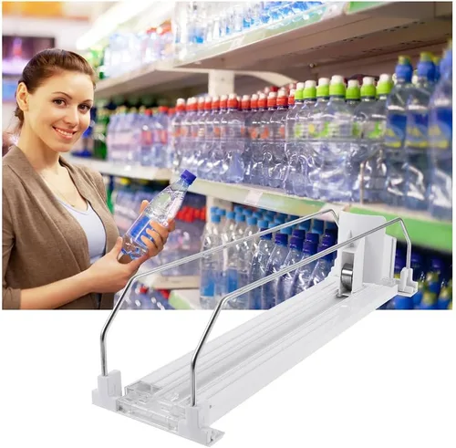 Miniatura 6 de PRETYZOOM Organizador de bebidas para nevera, 12.2 in/12 pulgadas, dispensador de botellas de beber autoempujante, dispensador de soda deslizante