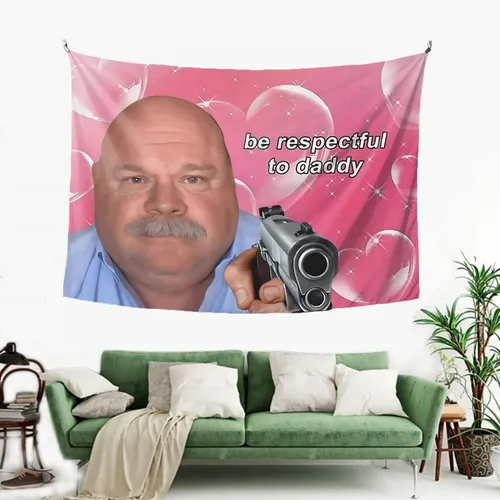 Miniatura 4 de Daddy Winkle Bertram - Tapiz divertido para colgar en la pared, póster con texto en inglés "Be Respectful to Daddy", decoración de fiesta para sala