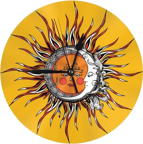 Miniatura 20 de Reloj de pared redondo de 10 pulgadas con batería de sol mexicano por flores, reloj silencioso sin tictac, estilo mexicano decorativo para sala