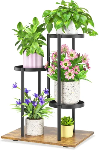 Miniatura 23 de iDavosic.ly Soporte para plantas con luz de cultivo para interiores y exteriores, estante de flores de metal de 4 niveles para macetas grandes