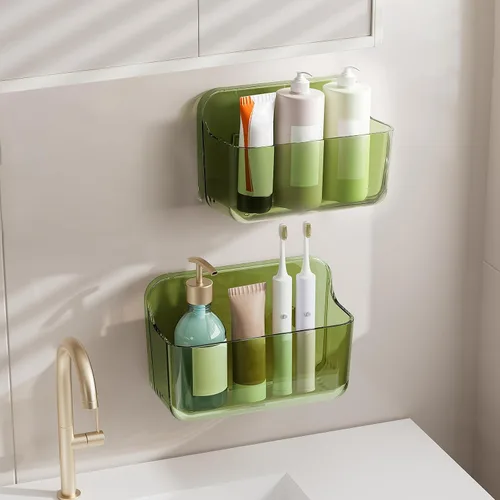 Miniatura 12 de Diesisa Organizador de Pared de Acrílico de 2 piezas, Organizador Adhesivo para Puerta de Gabinete, Estantes de Baño de Acrílico para Pared, Sin