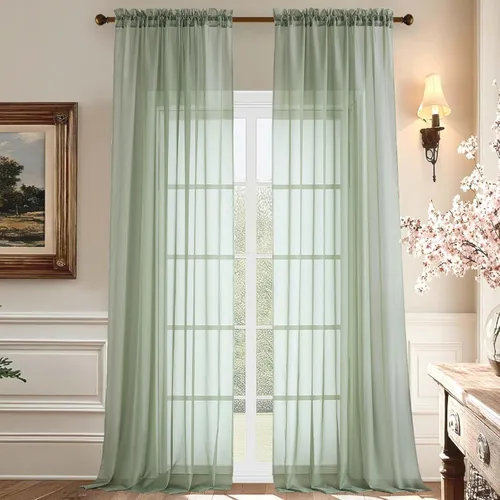 Miniatura 91 de Aiyufeng 2 paneles de cenefa transparente negra de 14 pulgadas de largo, cortinas cortas negras transparentes para dormitorio, cortinas de cocina