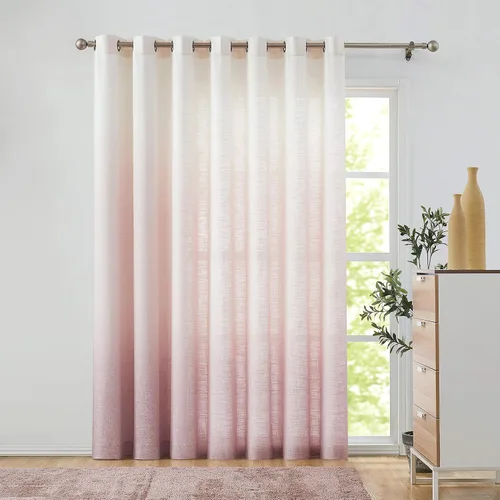 Miniatura 10 de Cortina para Puerta Ombré de 100" Extra Ancha con Estampado Degradado en Mezcla de Rayón, Tela Filtrante de Luz, Tratamiento de Ventana para Puerta