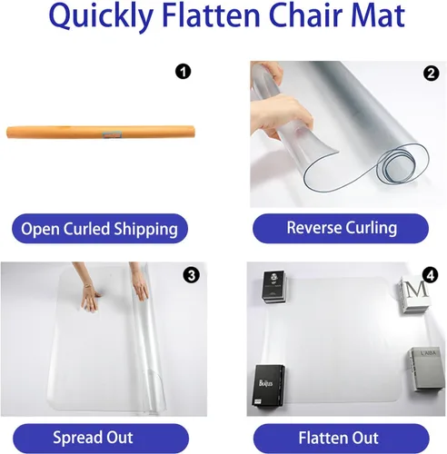 Miniatura 4 de DELAMU Tapete para silla de oficina para suelo de madera dura, 36 x 48 pulgadas, protector de suelo de PVC transparente para silla rodante