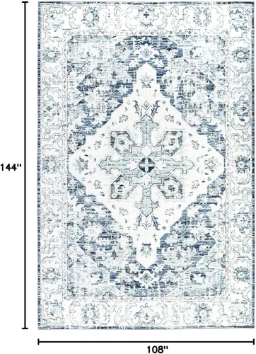 Miniatura 463 de Syalife 4x6 Alfombra Lavable para Área, Ultra Suave Antideslizante, Pila Baja, Alfombra Vintage Resistente a Manchas para Sala de Estar, Alfombra