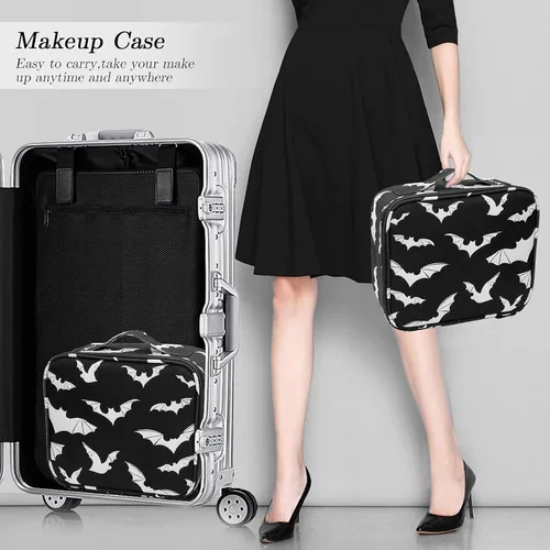 Miniatura 5 de 9CH Bolsa organizadora de maquillaje gótica, bolsas de maquillaje de Halloween, bolsa de cosméticos grande con divisores ajustables, estuche