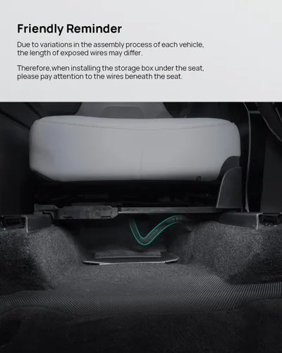 Miniatura 7 de HALOBLK Paquete de 2 Cajas Organizadoras de Almacenamiento Impermeables Modelo Y para Debajo del Asiento, Bandeja Oculta Mejorada 2 en 1 para Tesla