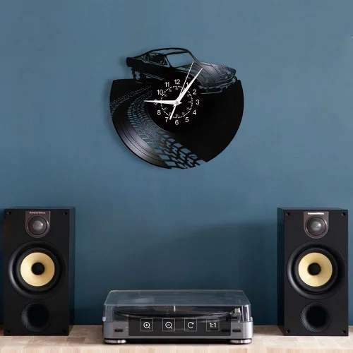 Miniatura 3 de Reloj de pared retro para automóvil, reloj de garaje clásico de 12 pulgadas, reloj de cuarzo silencioso sin tictac, funciona con pilas, vintage, Sin