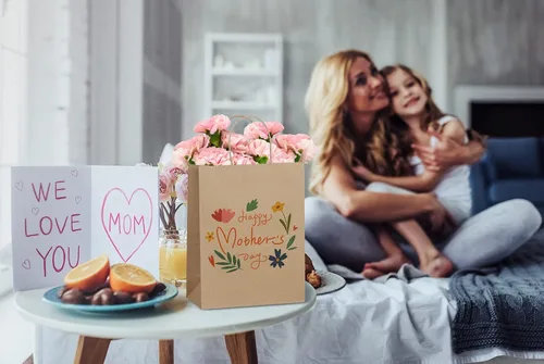 Miniatura 6 de Eupako Bolsas de papel de 8 x 4.25 x 10.5 pulgadas, 100 bolsas de regalo de papel kraft marrón con asas a granel para compras, recuerdos de fiesta