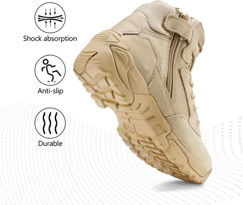 Miniatura 5 de NORTIV 8 Mens Military Tactical Work Boots Side Zip Outdoor Hiking Leather Motorcycle Combat Boots