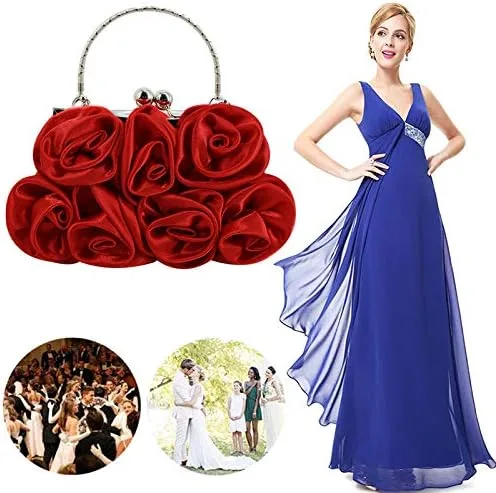 Miniatura 4 de Buddy - Bolso de mano de satén suave para mujer, con forma de rosa, para boda, fiesta