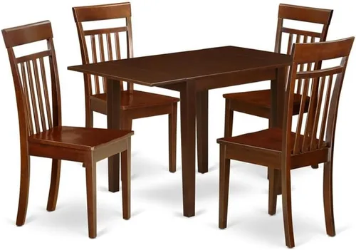 Miniatura 7 de East West Furniture NDCA3-MAH-LC - Juego de comedor de 3 piezas para espacios pequeños que contiene una mesa de comedor rectangular con gotas y 2