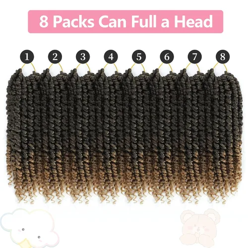 Miniatura 4 de Fulcrum Cabello Passion Twist de 10 pulgadas, 8 paquetes de cabello de ganchillo Passion Twist para mujeres negras, cabello pretrenzado de ganchillo
