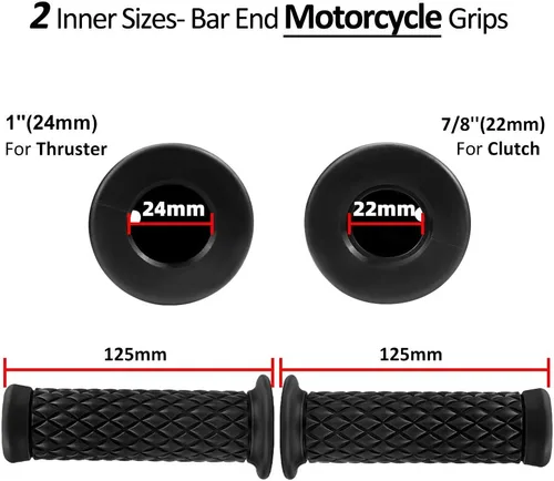 Miniatura 2 de Empuñaduras de motocicleta antideslizantes de goma para el extremo de la barra de agarre de 7/8 pulgadas, 0.866 in, 0.945 in, comodidad