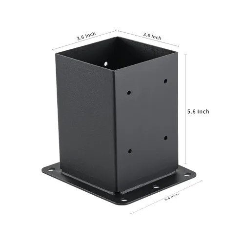 Miniatura 2 de Base de poste de 4x4 2 piezas, (Tamaño interno 3.6x3.6) Anclajes de poste, Acero sólido de 13GA y recubierto con polvo negro, Soportes de poste