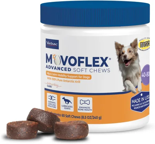 MOVOFLEX Virbac - Suplemento de apoyo avanzado para la cadera y las articulaciones para perros medianos, 60 unidades
