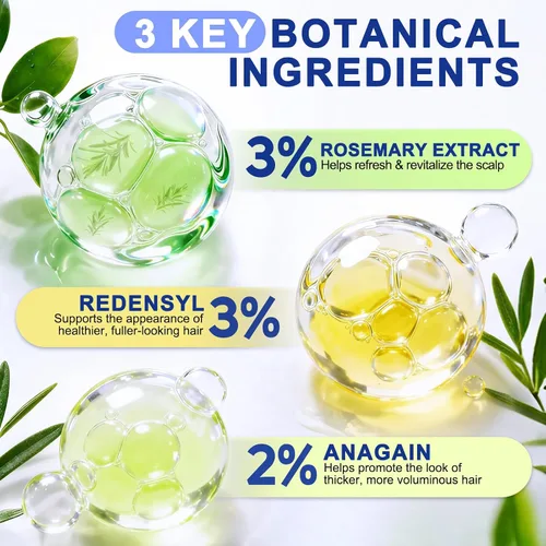 Miniatura 2 de Suero para el crecimiento del cabello, 1.0 fl oz de aceite para el crecimiento del cabello con 3% de romero, 3% de redensyl, 2% de nuevo, suero