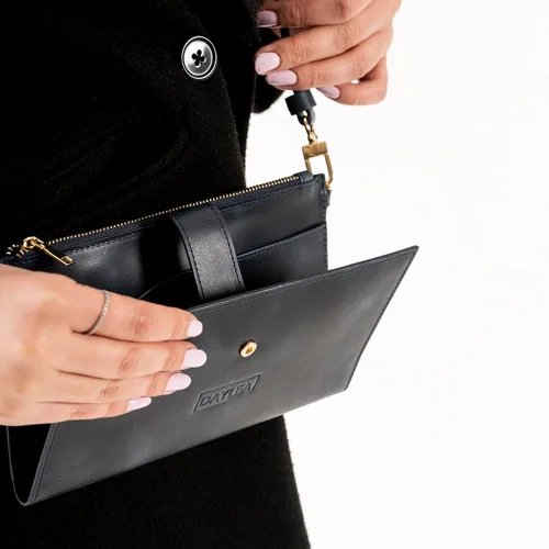 Miniatura 2 de Cartera de cuero genuino para mujer con protección RFID, cartera plegable para teléfono celular, con cremallera, diseño delgado, con múltiples