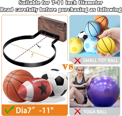 Miniatura 2 de Soporte de pared para baloncesto, múltiples bolas de almacenamiento, decoración de pared para baloncesto, fútbol, voleibol, colección de voleibol