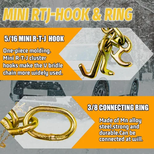 Miniatura 3 de RTJ - Ganchos de racimo de 5400 libras, gancho de amarre de remolque de 5/16 pulgadas, gancho de brida de remolque G70, equipo de accesorios