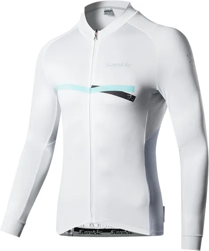 Miniatura 77 de Santic - Camiseta de ciclismo para hombre, manga larga, reflejante, cremallera completa, con bolsillos