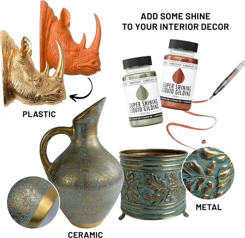 Miniatura 6 de KAMENSKAYA Pintura de Hoja de Oro Líquida - Pintura de Hoja de Oro Líquida de Secado Rápido de Base Alcohólica, Oro Brillante, 0.68 fl oz (20 ml)