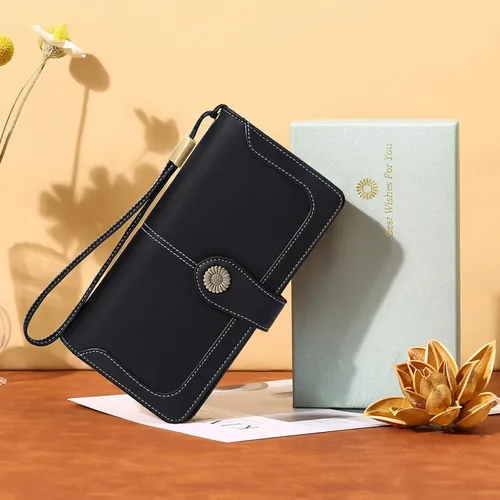 Miniatura 6 de FALAN MULE Cartera de cuero genuino RFID bloqueo gran capacidad Trifold señoras cartera.
