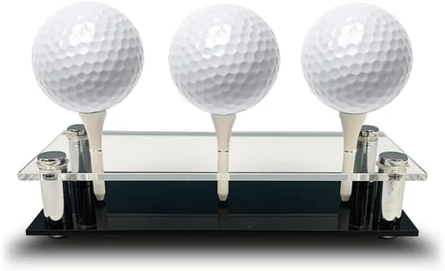Miniatura 2 de USA Company - Soporte de exhibición acrílico para pelotas de golf Capacidad para 3 pelotas de golf Acrílico y metal 3 camisetas de golf
