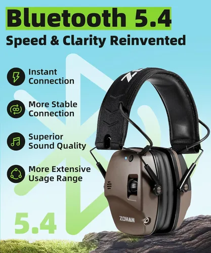 Miniatura 3 de ZOHAN 035 Orejeras de tiro con Bluetooth 5.4, protección auditiva con cancelación activa de ruido y amplificación de sonido, NRR 22dB para campo