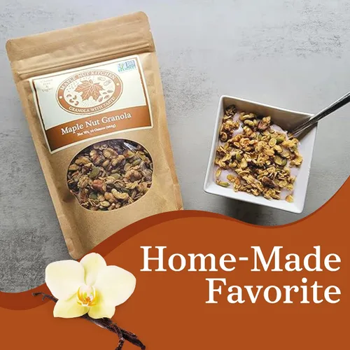 Miniatura 2 de Maple Nut Kitchen Granola de nuez de arce de 10 onzas – Avena vegana y sin gluten con nueces, calabaza y semillas de girasol Granola baja