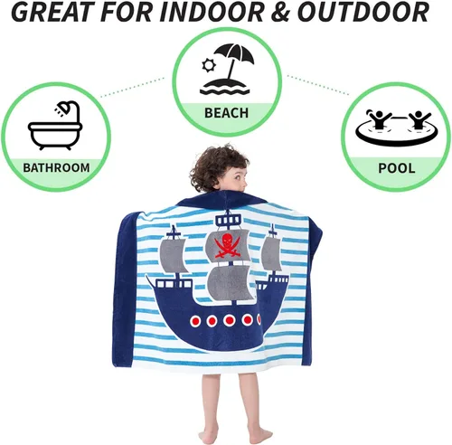 Miniatura 6 de Toallas de baño para niños, toalla para niños con capucha para playa, baño, piscina, toallas de natación de 30 x 50 pulgadas, tamaño grande, ultra