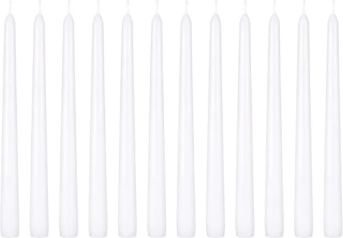 Miniatura 10 de Mega Candles 12 velas cónicas rojas sin perfume, velas de cera vertida a mano de 10 x 7/8 pulgadas, decoración del hogar, recepciones de boda, Rojo
