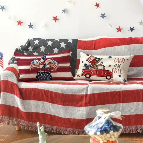 Miniatura 2 de AVOIN colorlife Juego de 4 fundas de almohada patrióticas a rayas del 4 de julio, 12 x 20 pulgadas, Día de los Caídos de la Independencia, bandera