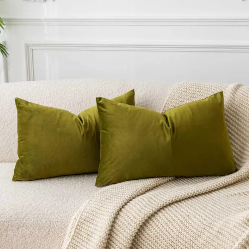 Miniatura 43 de Juspurbet - Juego de 2 fundas decorativas de terciopelo para cojines, fundas suaves para sofá, cama o sillón con cremallera oculta, para sala