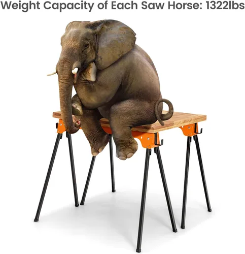 Miniatura 5 de ERGOMASTER Caballos de sierra plegables, con brazo de soporte desmontable de 2 x 4, capacidad de peso de 1322 libras por caballete, caballos