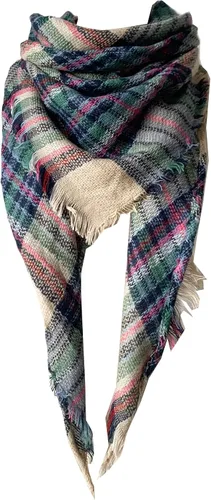 Miniatura 68 de Wander Agio - Bufanda envolvente con diseño a cuadros o triangular para mujer, cálida y larga, de punto, sensación de cachemira, chal