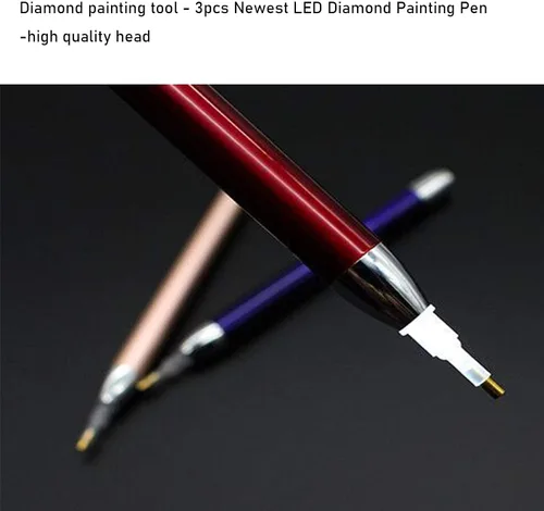Miniatura 5 de VAVCASE Bolígrafo de pintura de diamante con luz, 3 herramientas de pintura de puntos de diamante, herramientas de pintura de arte de diamante, 4