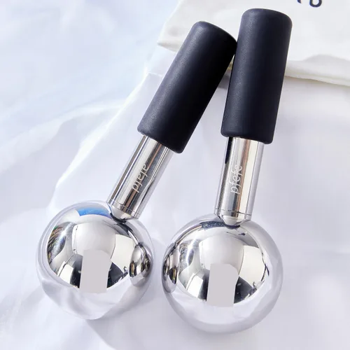 Miniatura 7 de Pfefe Globos de hielo giratorios de 360 grados para cara y ojos, varillas de acero inoxidable irrompibles para rutinas de belleza, tratamientos Negro