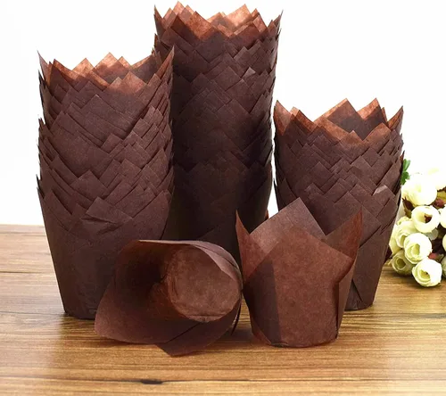 Miniatura 3 de 200 moldes para cupcakes tipo tulipán, moldes estándar de papel antiadherente para hornear, porta-moldes para muffins, perfectos para despedidas