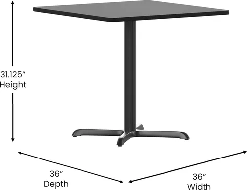 Miniatura 6 de Flash Furniture Juego de mesa de comedor laminada cuadrada de 5 piezas de 36 pulgadas, juego de comedor de restaurante con mesa, base en X y 4 Parte